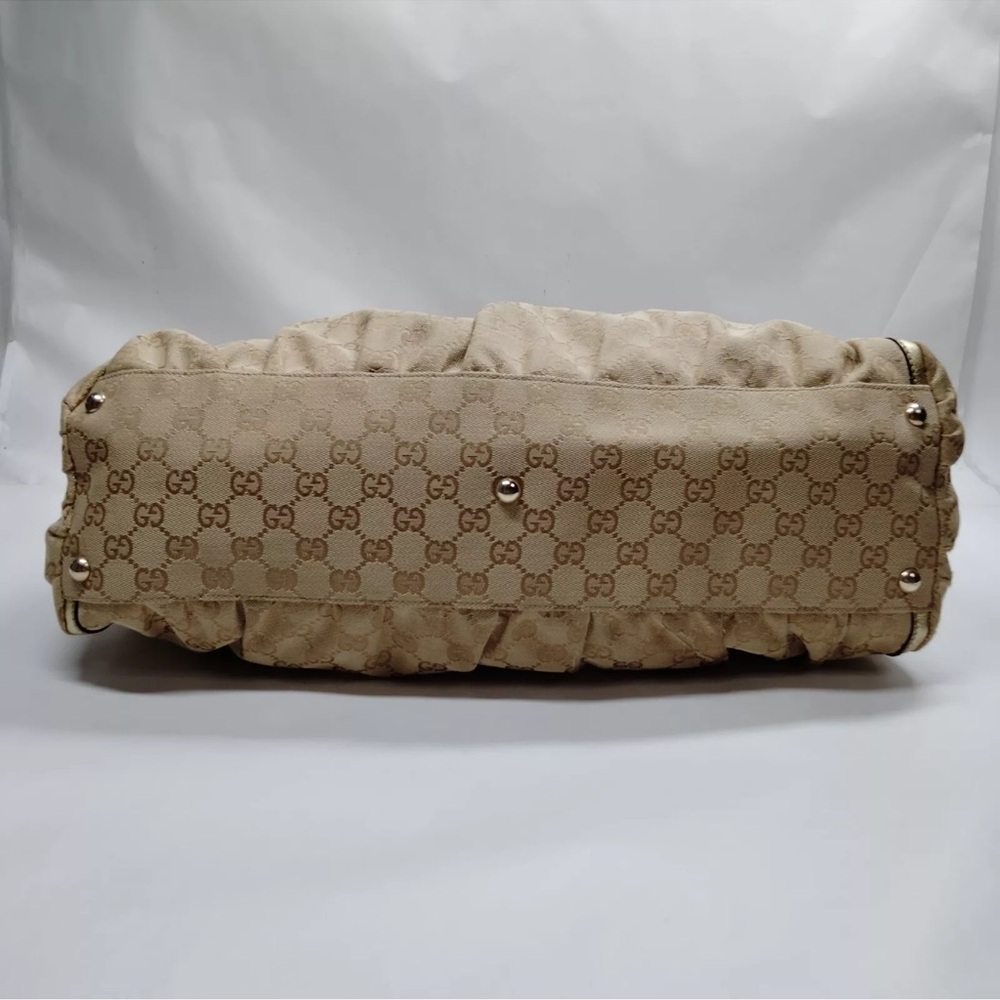 Authentic Large Gucci Hand Bag Gold/Brown Canvas - Picture 5 of 9